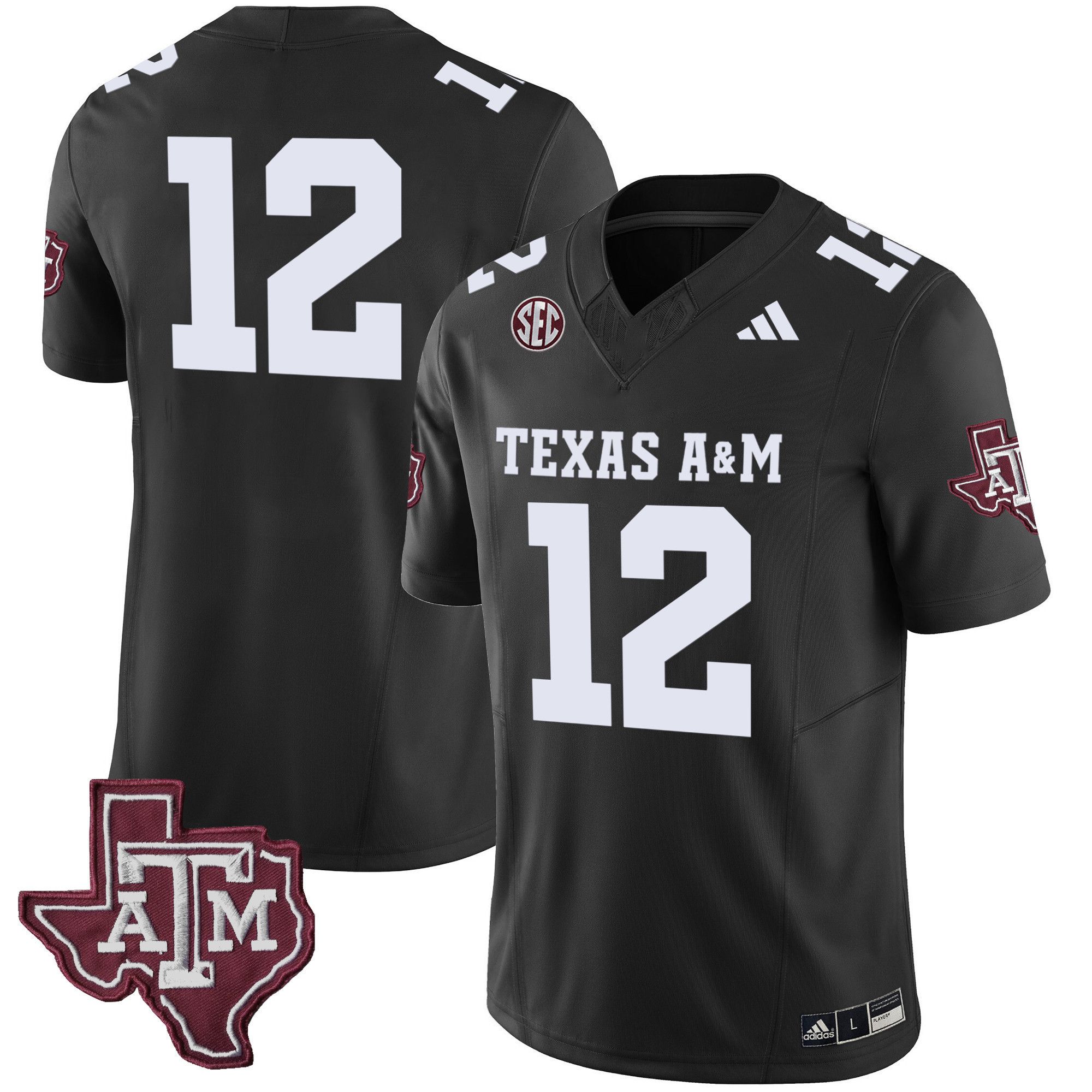 Men Texas A&M Aggies 12 No Name Black 2024 Vapor Limited NCAA Jersey style 1